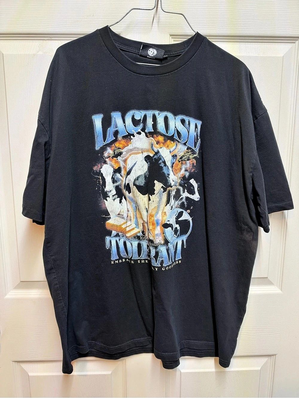 Threadheads Lactose Tolerant T-Shirt Graphic Tee Black & Blue 2XL